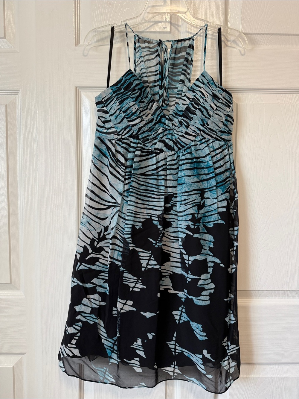 Sleeveless Black and Aqua Printed Summer Dress by Max and Cleo